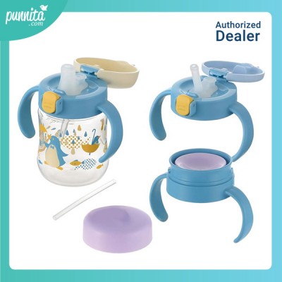 Richell Step up baby Cup Set R-Blue  ถ้วยน้ำพร้อมหลอดดูด มาพร้อมกับหัวเปลี่ยน